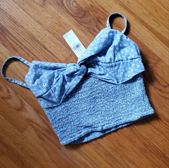 American Eagle Floral Blue Crop Top s - Picture 1 of 4